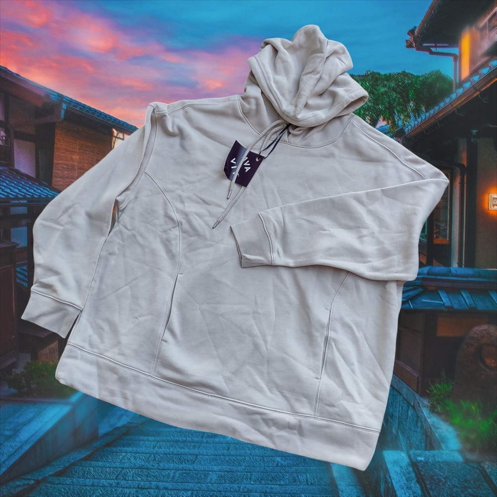 Ava & Viv Cream Pullover Hoodie Sweatshirt XXL Kangaroo Pocket In Front